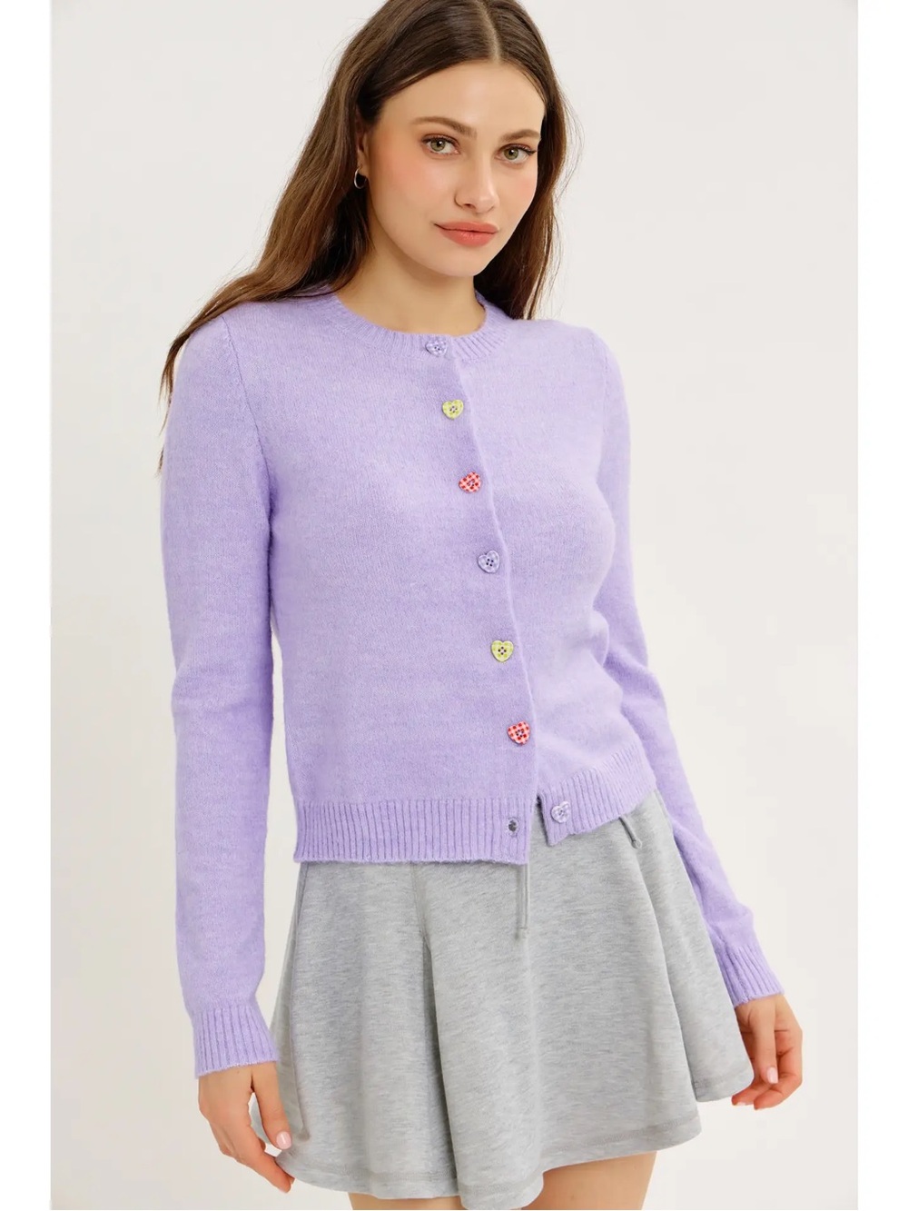 (721) Kitschy Soft Touch Pastel Cardigan with Heart Buttons - S - NWT